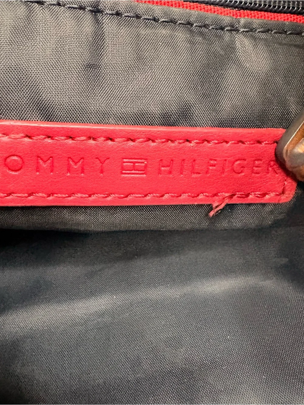 Tommy Hilfiger Beige Monogram Crossbody with Tan Strap